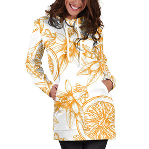 Hand Drawn Orange Fruit Pattern Women'S Hoodie Dress