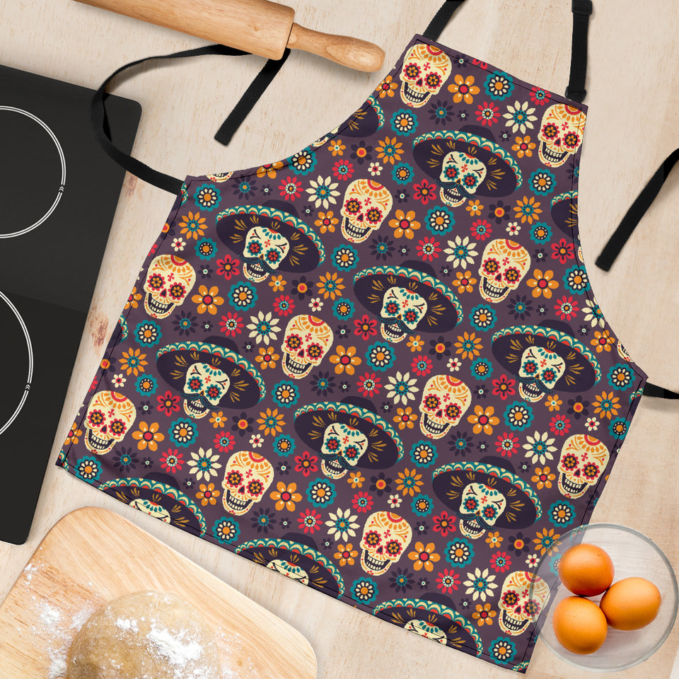 Sugar Skulls Flower Maxican Pattern Adjustable Apron