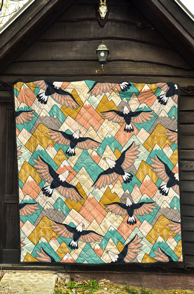 Eagle Pattern Print Design 02 Premium Quilt