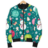 Snowman Bird Decorative Elements Christmas Pattern Men'S Bomber Jacket