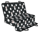 Cute White Rabbit Polka Dots Black Background Dog Car Seat Covers