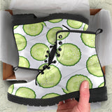 Cucumber Slices Pattern Leather Boots