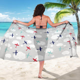 Airplane Cloud Grey Background Sarong