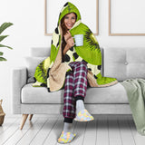 Kiwi Black Dot Background Hooded Blanket