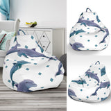 Dolphins Pattern Dotted Background Bean Bag Cover