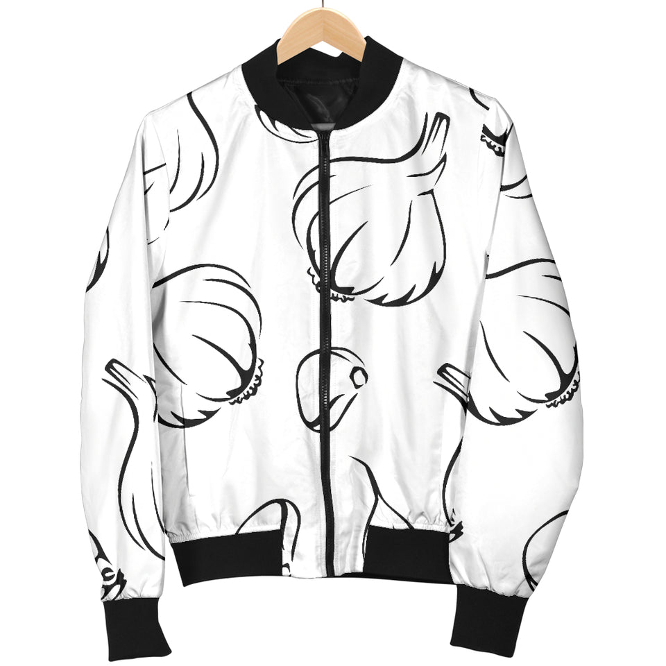 Garlic Pattern Black White Women'S Bomber Jacket