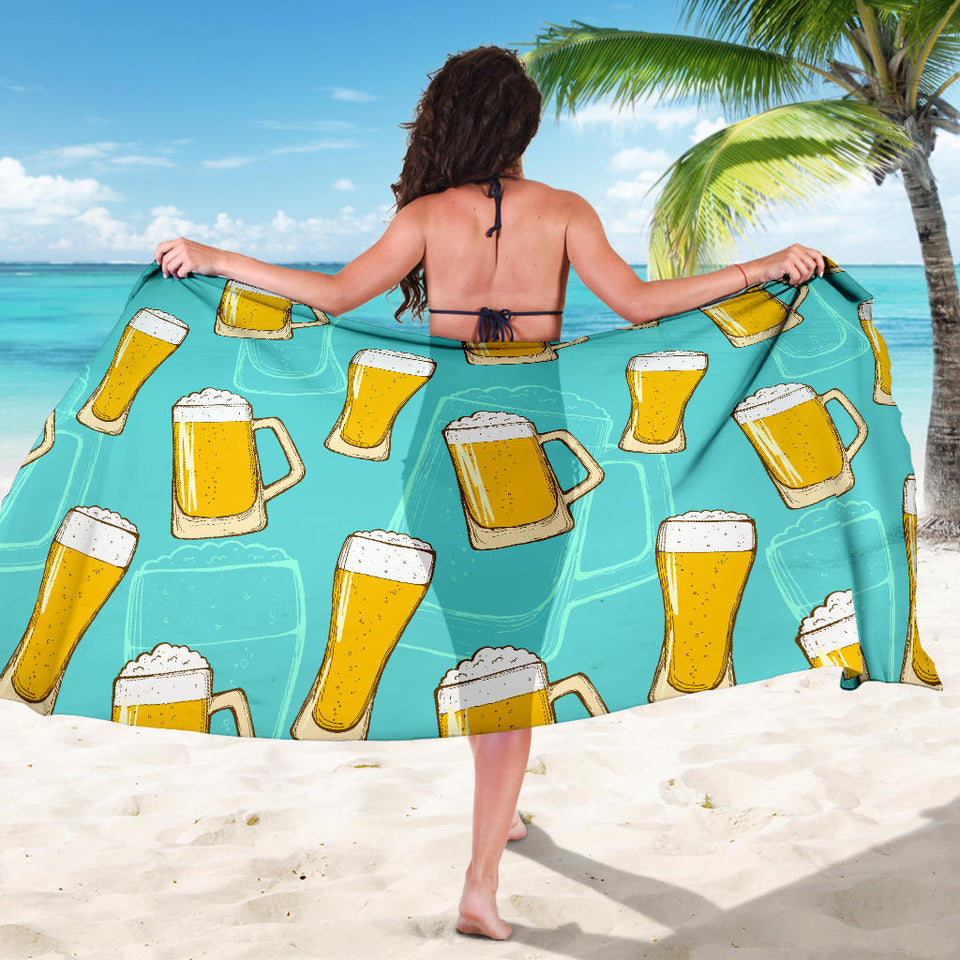 Beer Pattern Green Background Sarong