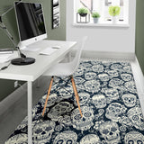 Sugar Skull Black White Pattern Area Rug