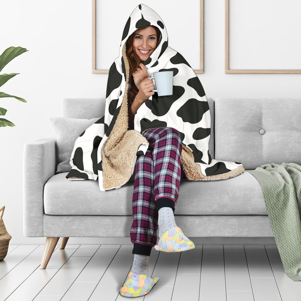 Cow Skin Pattern Hooded Blanketà¹†À¹†