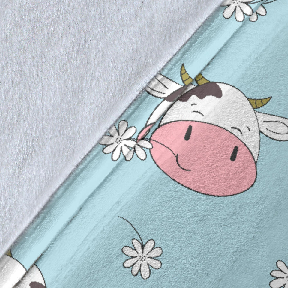 Cute Cow Flower Pattern Premium Blanket
