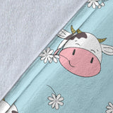Cute Cow Flower Pattern Premium Blanket
