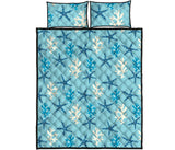 Blue starfish coral reef pattern Quilt Bed Set
