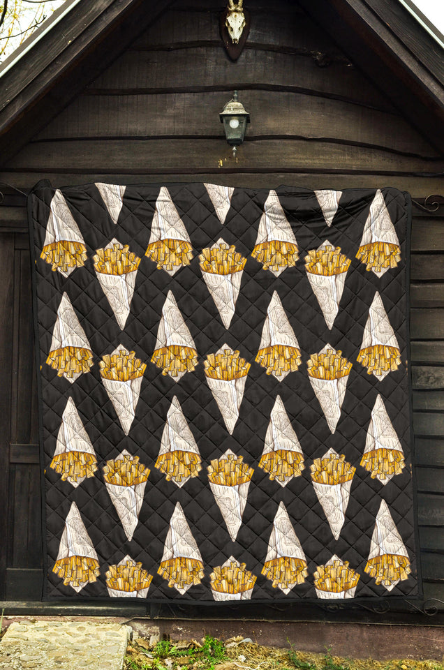 French Fries Dark Background Premium Quilt
