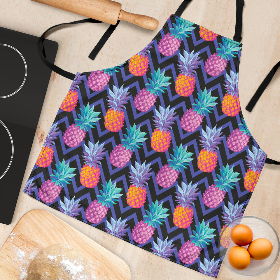 Pineapples Pattern Zigzag Background Adjustable Apron