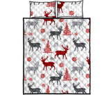 Deer tree snowflakes chrismas pattern Quilt Bed Set