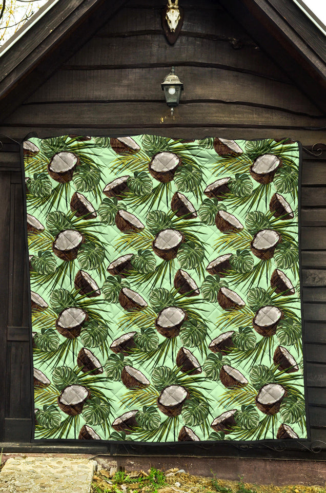 Coconut Pattern Print Design 02 Premium Quilt