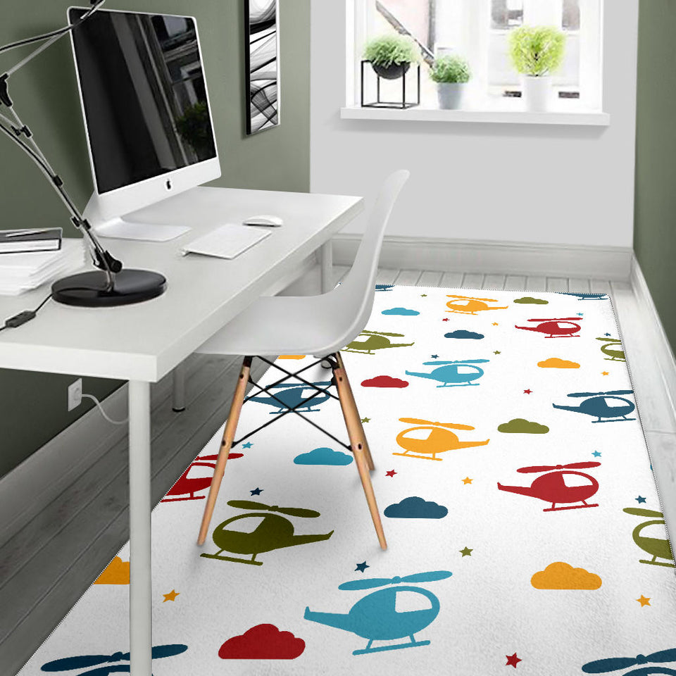 Colorful Helicopter Pattern Area Rug