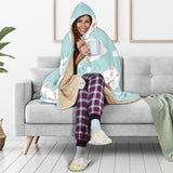 Maneki Neko Lucky Cat Sakura Hooded Blanket