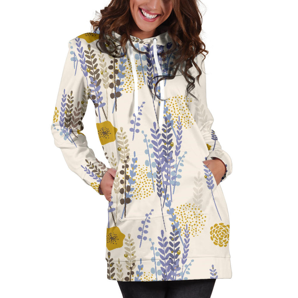 Lavender Modern Pattern Blackground Women'S Hoodie Dress