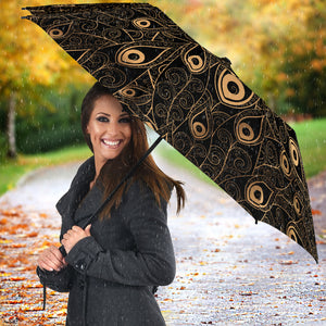Gold Peacock Feather Pattern Umbrella