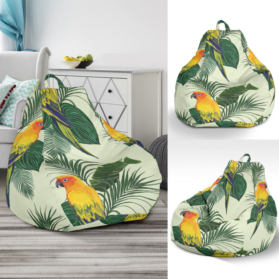 Beautiful Parrot Palm Leaves Pattern Bean Bag Cover