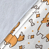 Cute Corgi Heart Star Bone Pattern Premium Blanket