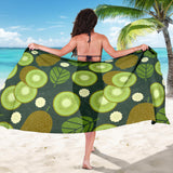 Whole Sliced Kiwi Leave And Flower Sarong