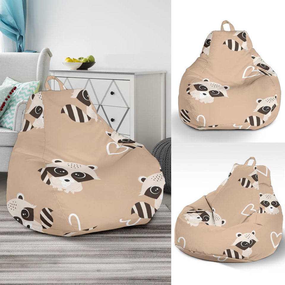 Cute Raccoon Heart Pattern Bean Bag Cover