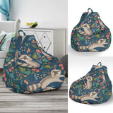 Raccoon Tropical Leaves Pattern Bean Bag Cover