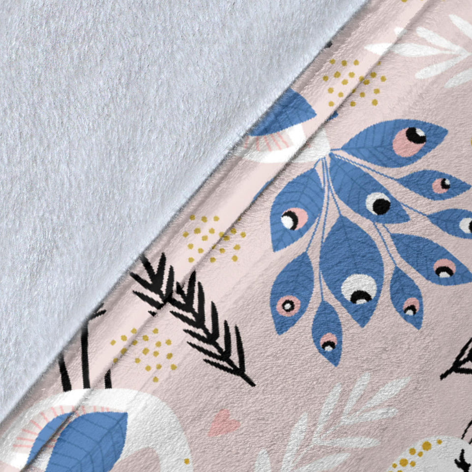 Cute Peacock Pattern Premium Blanket