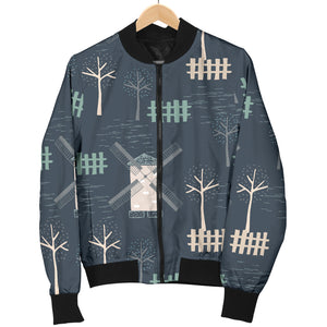 Windmill Tree Pattern Men'S Bomber Jacket