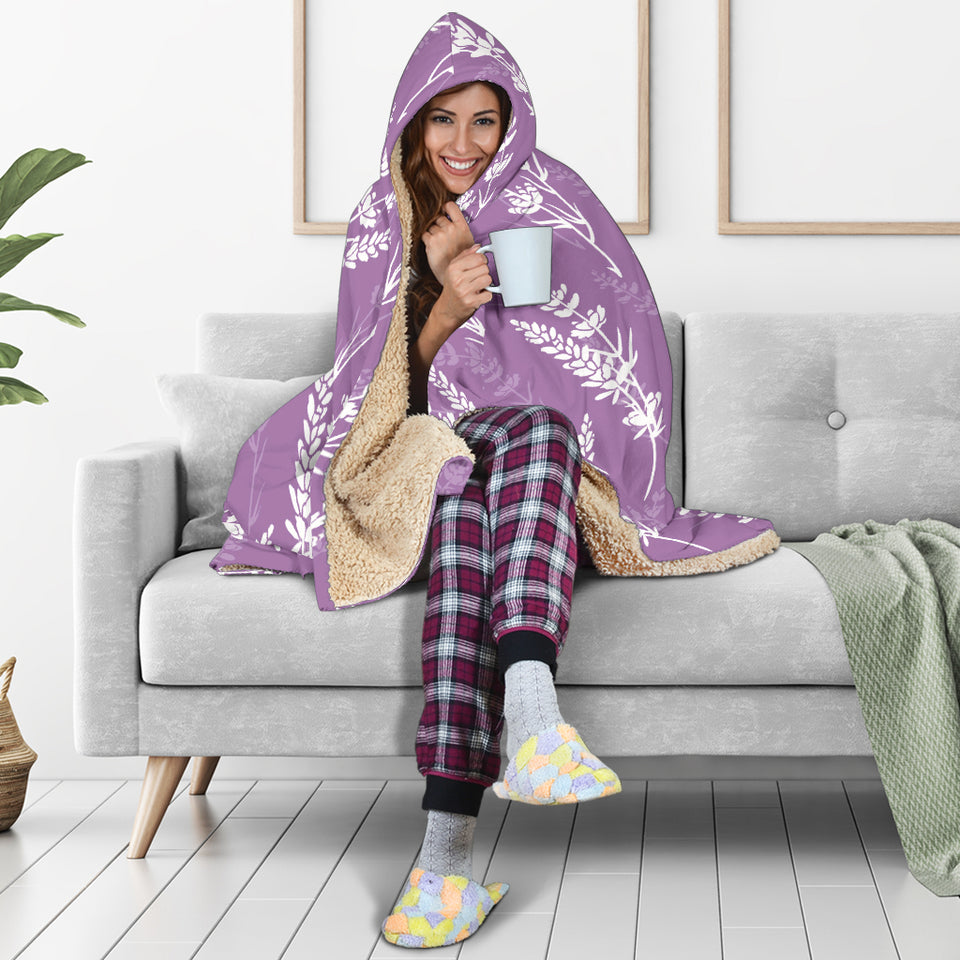 Lavender Flowers Purple Pattern Hooded Blanket