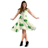 Broccoli Pattern Sleeveless Midi Dress