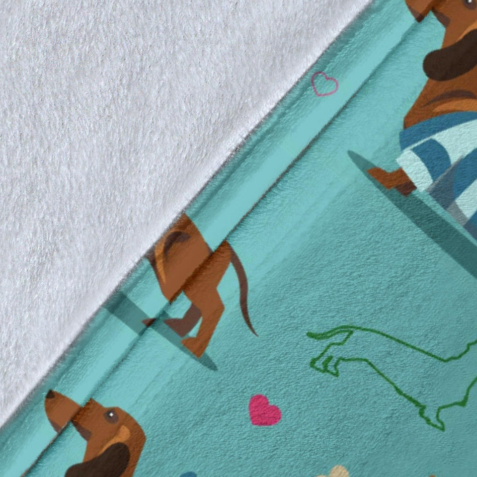 Dachshund Decorative Background Premium Blanket