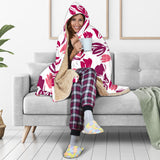 Pink Sketch Tulip Pattern Hooded Blanket