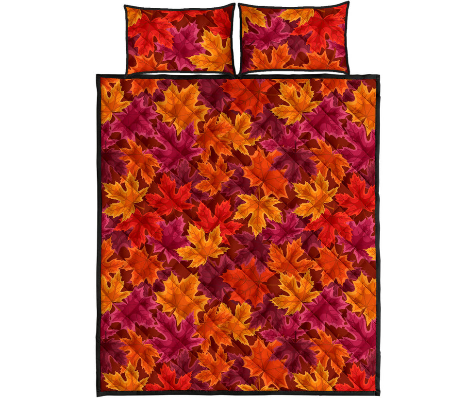 Autumn maple leaf pattern Quilt Bed Set