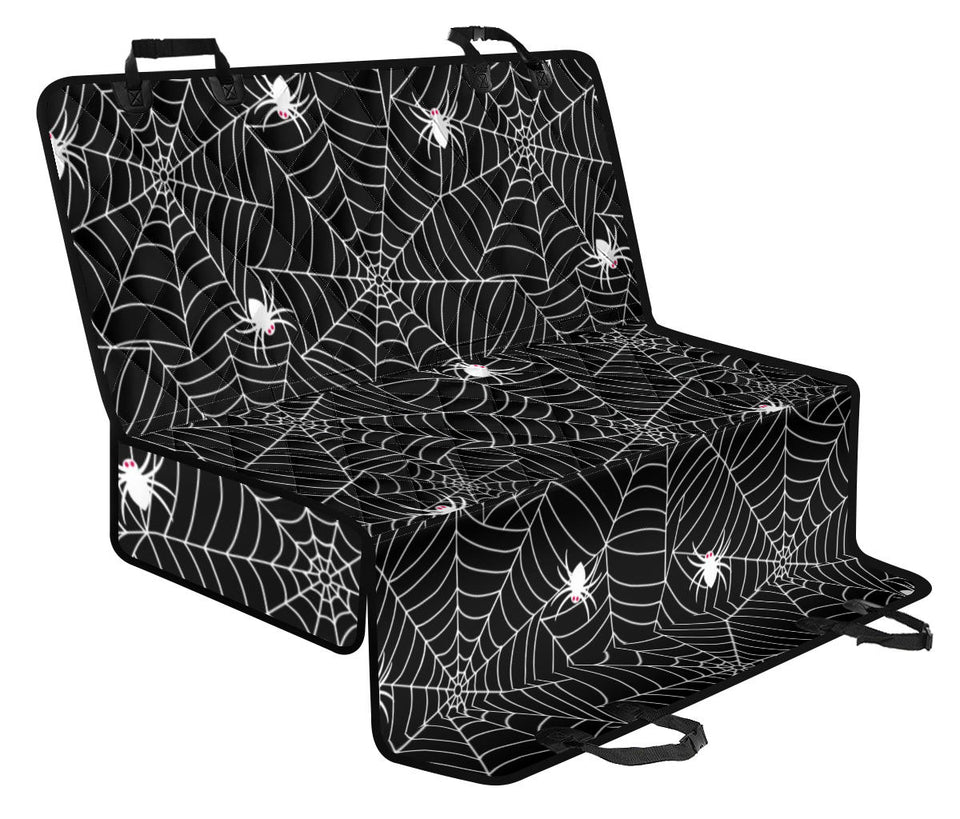 Spider Web Design Pattern Black Background White Cobweb Dog Car Seat Covers