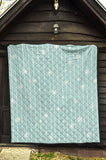 Snowflake Pattern Blue Stripe Background Premium Quilt