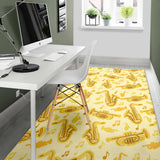Saxophone Cornet Pattern Yellow Background Area Rug