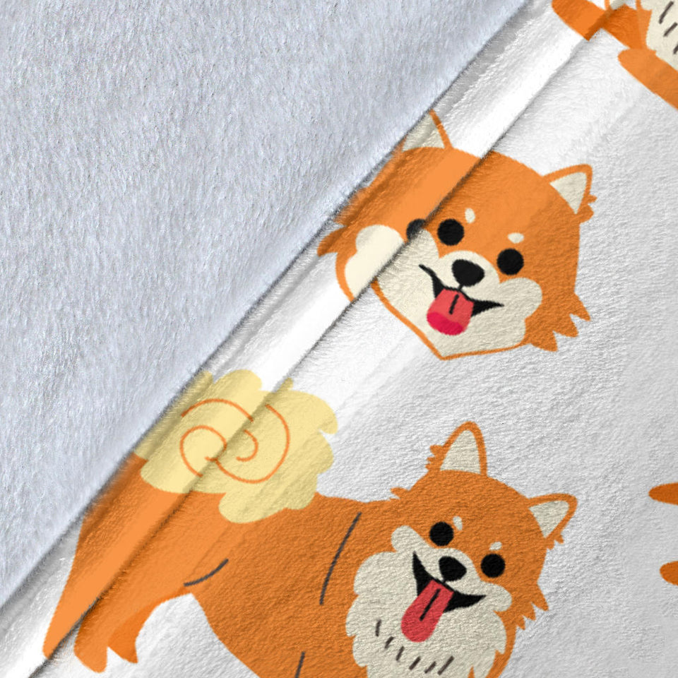 Brown Pomeranian Pattern Premium Blanket
