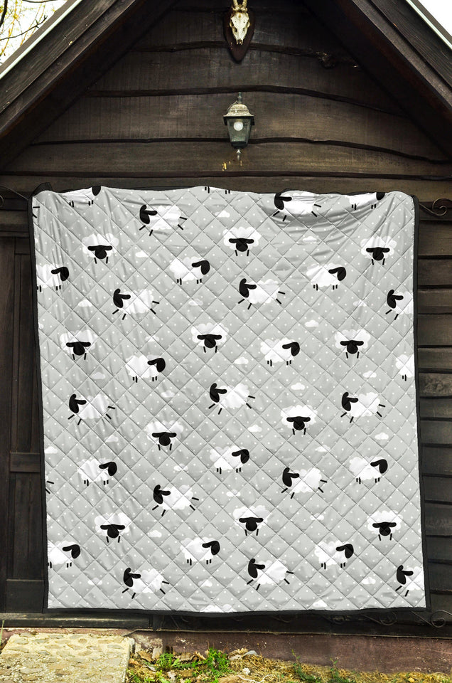 Sheep Polka Dot Cloud Pattern Premium Quilt.