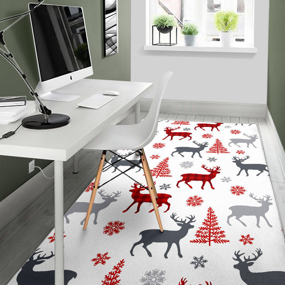 Deer Tree Snowflakes Chrismas Pattern Area Rug