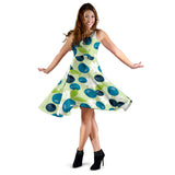 Blueberry Flower Pattern Sleeveless Midi Dress