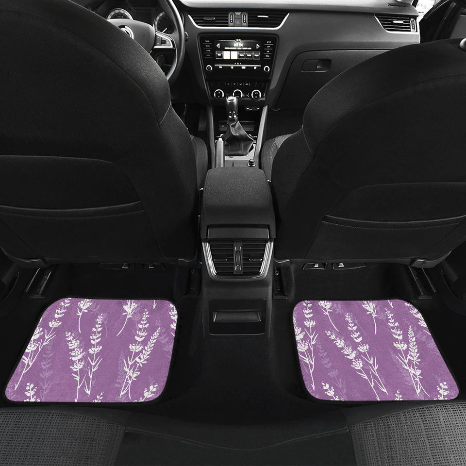 Lavender Flowers Purple Pattern Front And Back Car Mats