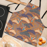 Bonsai Bamboo Stork Japanese Pattern Brown Theme Adjustable Apron