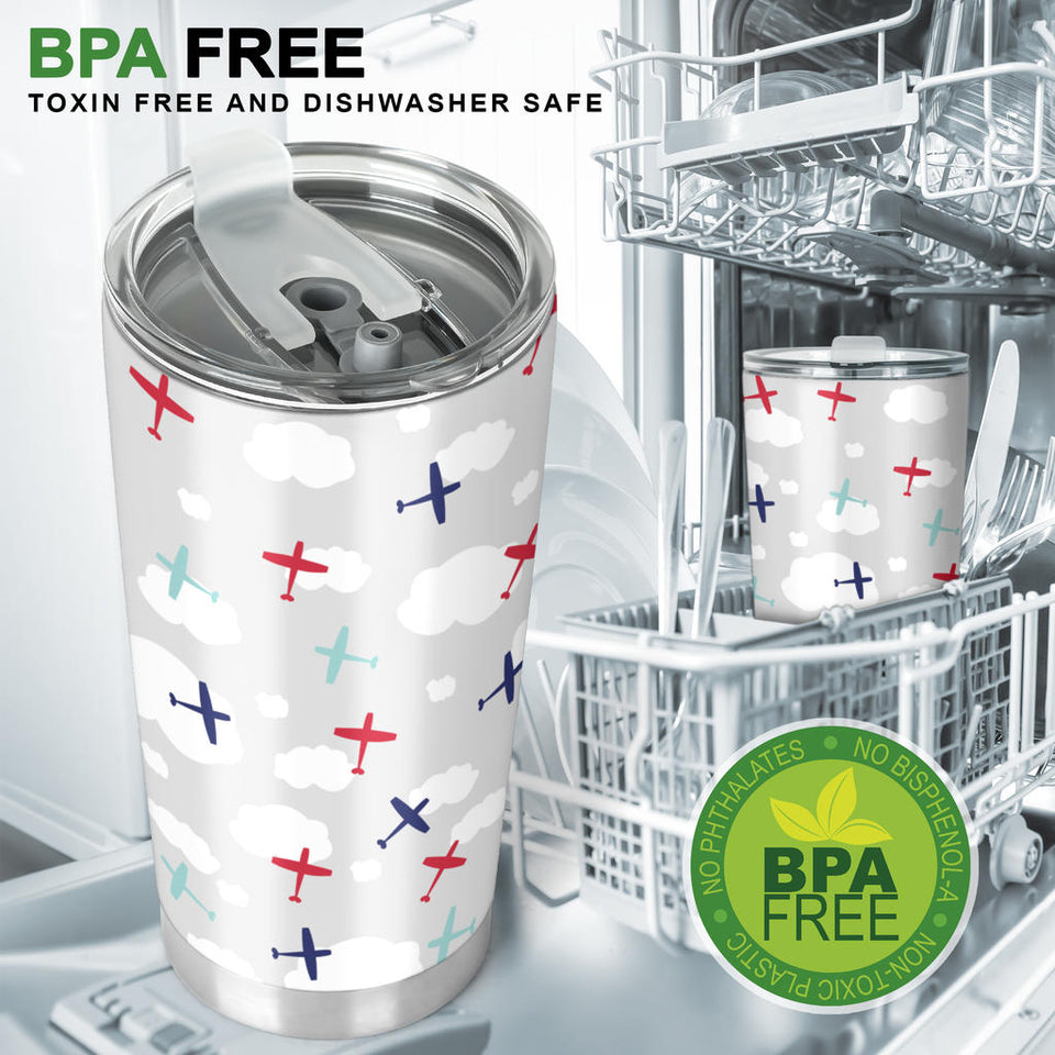 Airplane Cloud Grey Background Tumbler