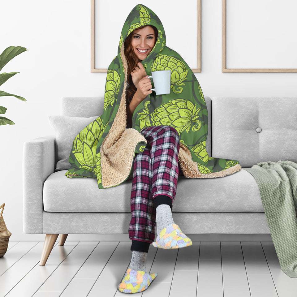 Hop Pattern Hop Cone Background Hooded Blanket