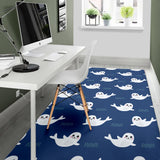 Cute White Baby Sea Lion Seal Pattern Area Rug