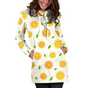Oranges Leaves Pattern Women'S Hoodie Dress