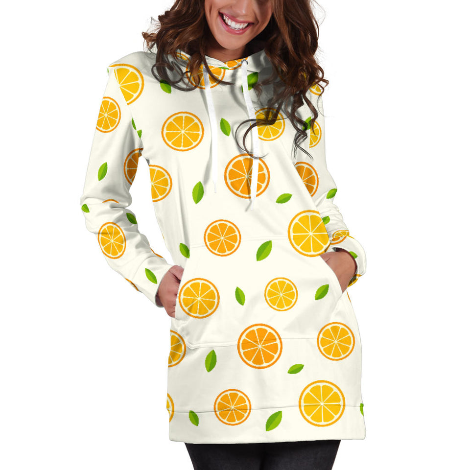 Oranges Leaves Pattern Women'S Hoodie Dress